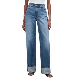 Madewell Women's Superwide-Leg Jeans Size 24 High Rise Cuffed Denim Casual Boho